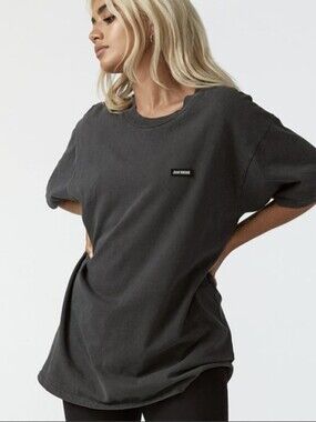 Joah Brown Logo Oversized Crew Tee | Gray, Washed Black | S/M = O/S